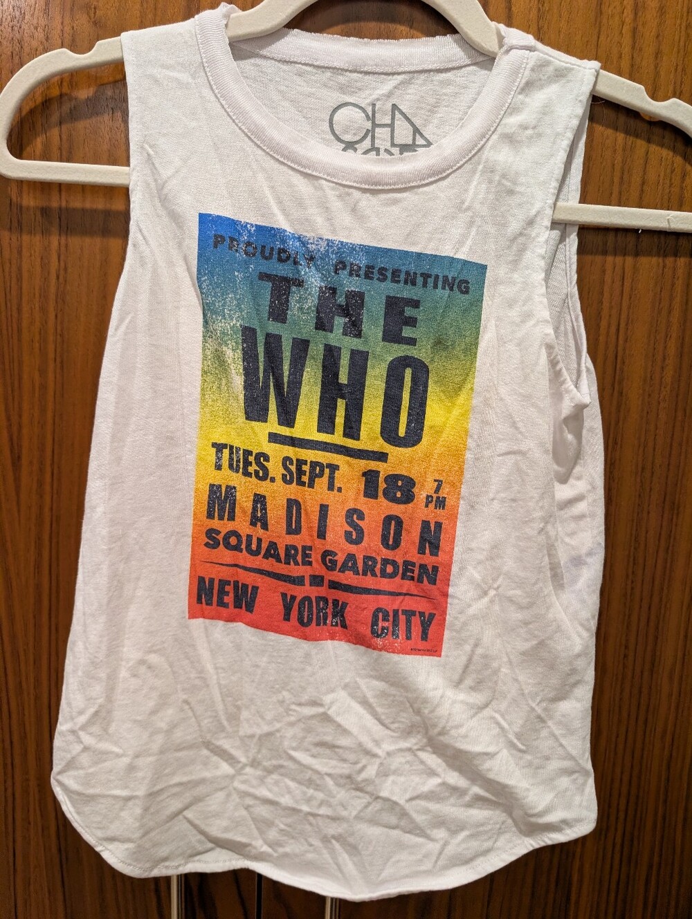Chaser White Tank with Multicolor 'The Who' Concert Graphic Y 10